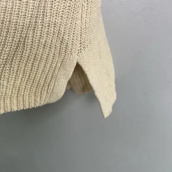 NWT Banana Republic Womens Cotton Linen Knit Ribbed Vest Sz M Cream Boho Casual - Picture 3 of 12